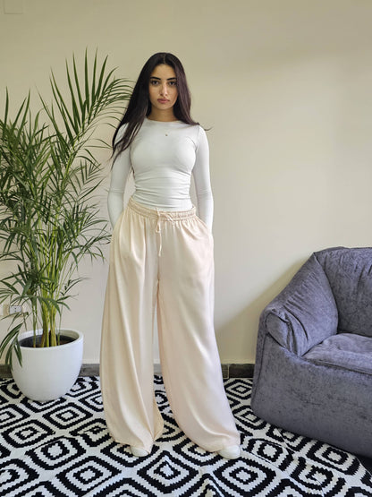 Satin wide leg pants