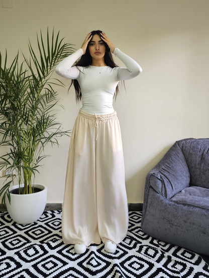 Satin wide leg pants