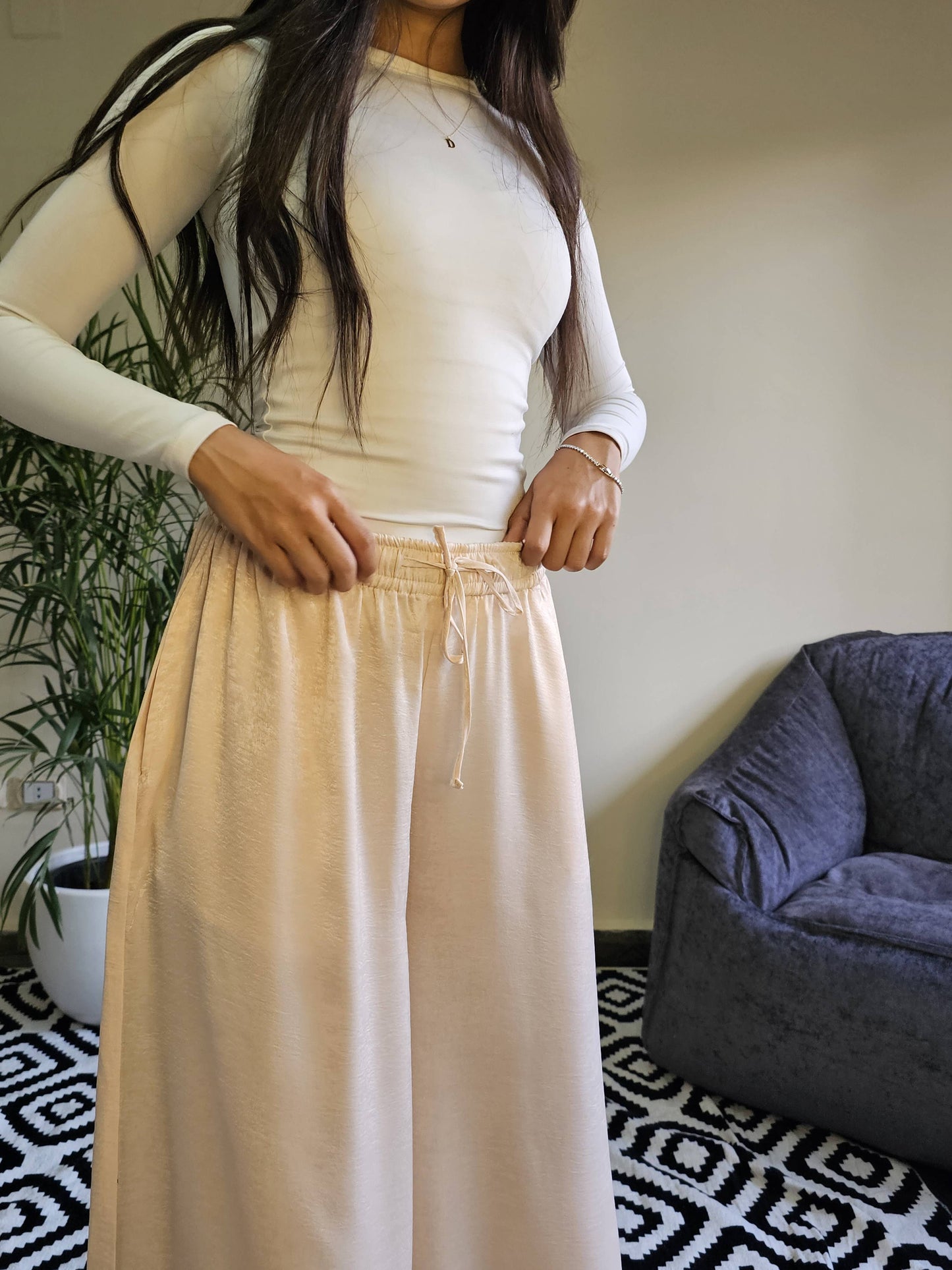 Satin wide leg pants