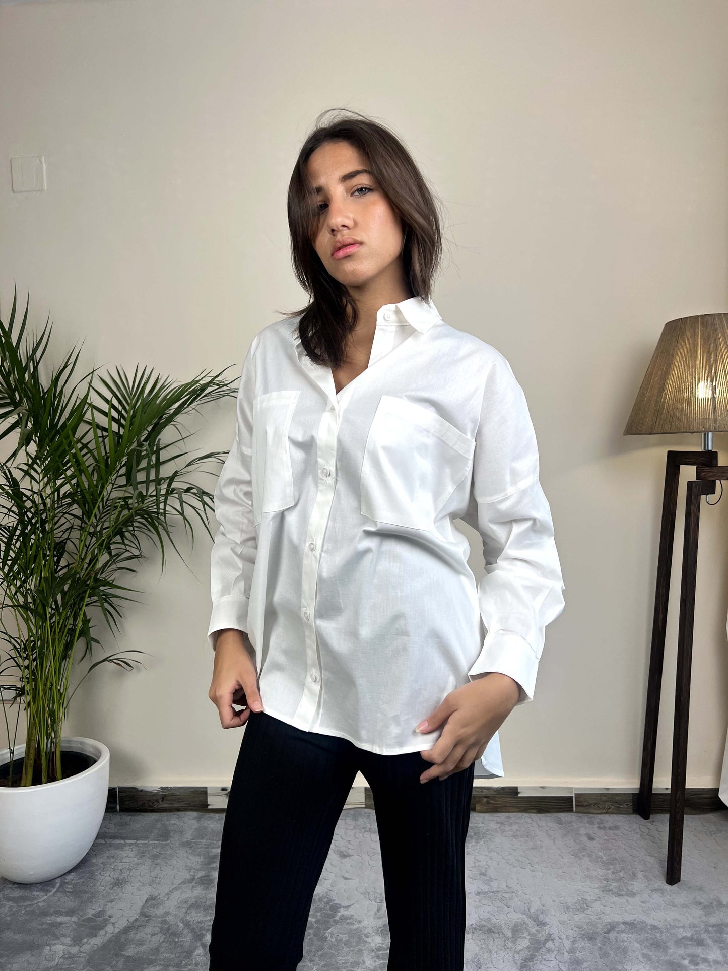 White oversized shirt