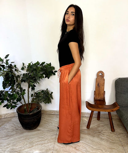 Satin wide leg pants